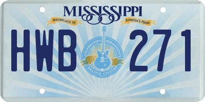 MS license plate HWB271