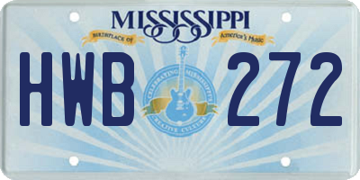 MS license plate HWB272