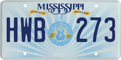 MS license plate HWB273
