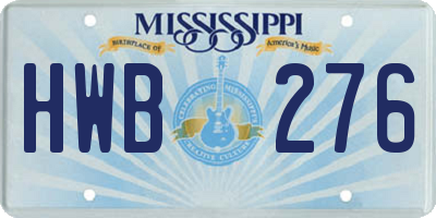 MS license plate HWB276