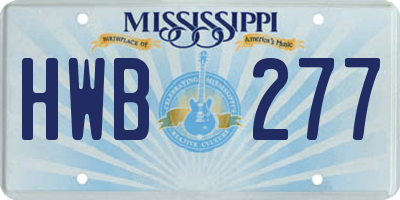 MS license plate HWB277