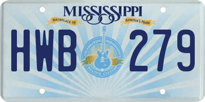 MS license plate HWB279