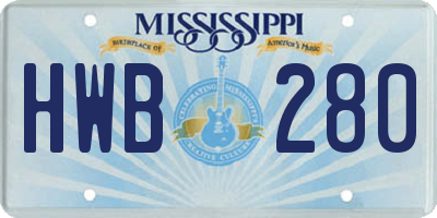 MS license plate HWB280