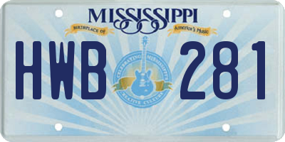 MS license plate HWB281