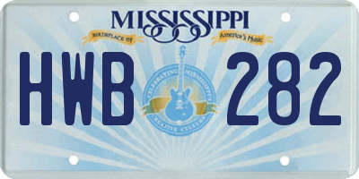 MS license plate HWB282