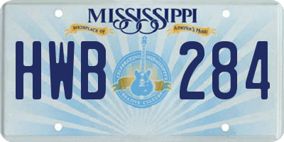 MS license plate HWB284