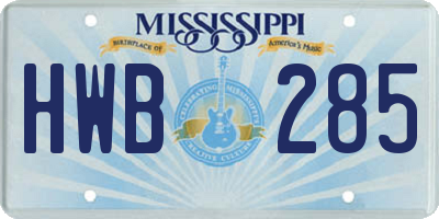 MS license plate HWB285