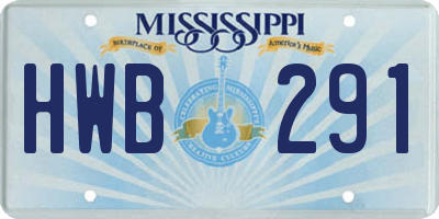 MS license plate HWB291