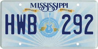 MS license plate HWB292