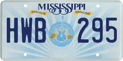MS license plate HWB295