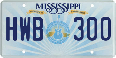MS license plate HWB300