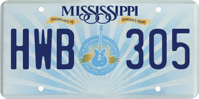MS license plate HWB305