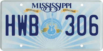 MS license plate HWB306