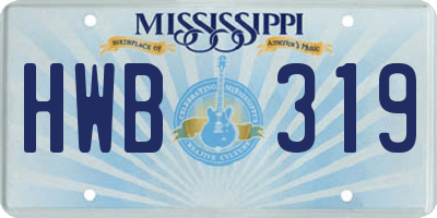 MS license plate HWB319