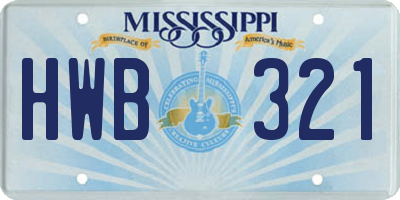MS license plate HWB321