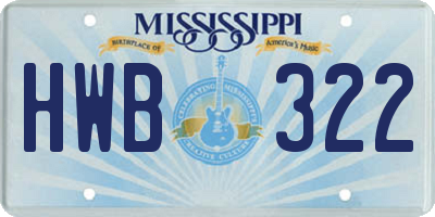 MS license plate HWB322