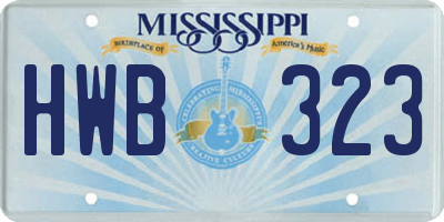MS license plate HWB323