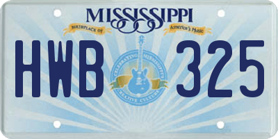 MS license plate HWB325