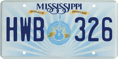 MS license plate HWB326