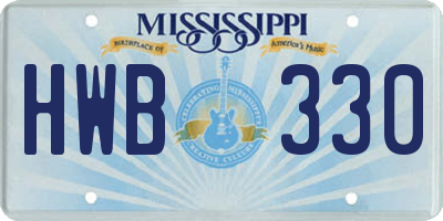 MS license plate HWB330