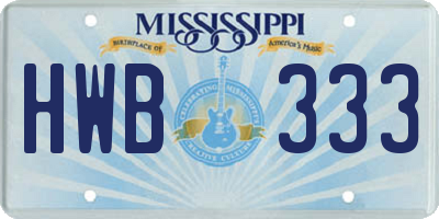 MS license plate HWB333