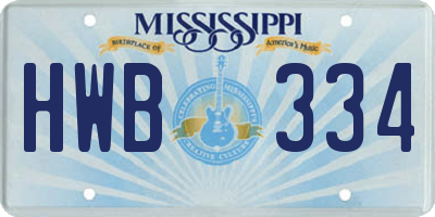 MS license plate HWB334