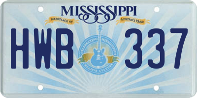 MS license plate HWB337