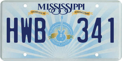 MS license plate HWB341