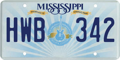 MS license plate HWB342