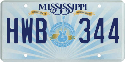 MS license plate HWB344