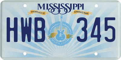 MS license plate HWB345