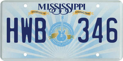 MS license plate HWB346