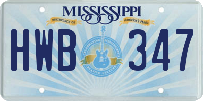 MS license plate HWB347