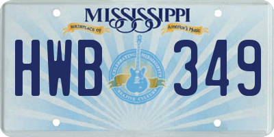 MS license plate HWB349