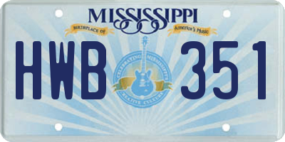 MS license plate HWB351