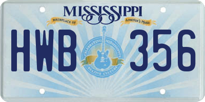 MS license plate HWB356