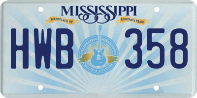 MS license plate HWB358