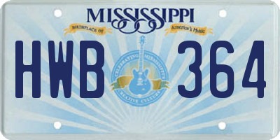 MS license plate HWB364