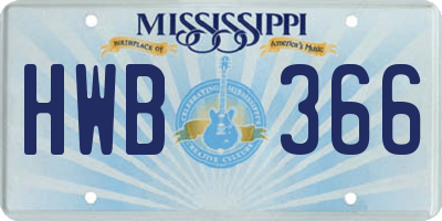 MS license plate HWB366