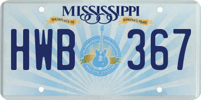 MS license plate HWB367