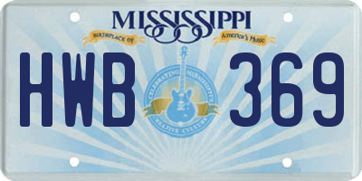 MS license plate HWB369