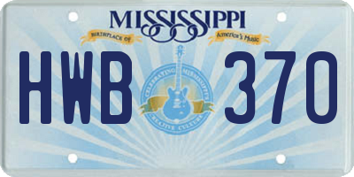 MS license plate HWB370