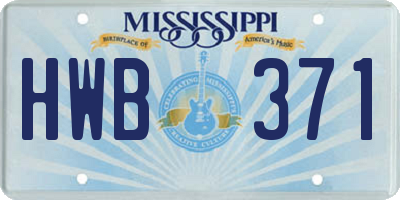 MS license plate HWB371