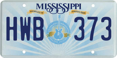 MS license plate HWB373