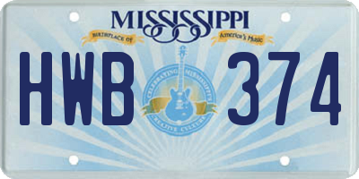 MS license plate HWB374