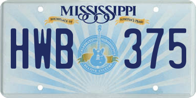 MS license plate HWB375