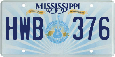 MS license plate HWB376