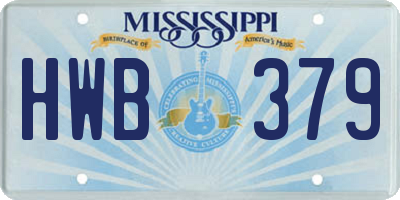 MS license plate HWB379
