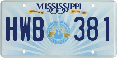 MS license plate HWB381