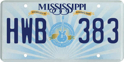 MS license plate HWB383